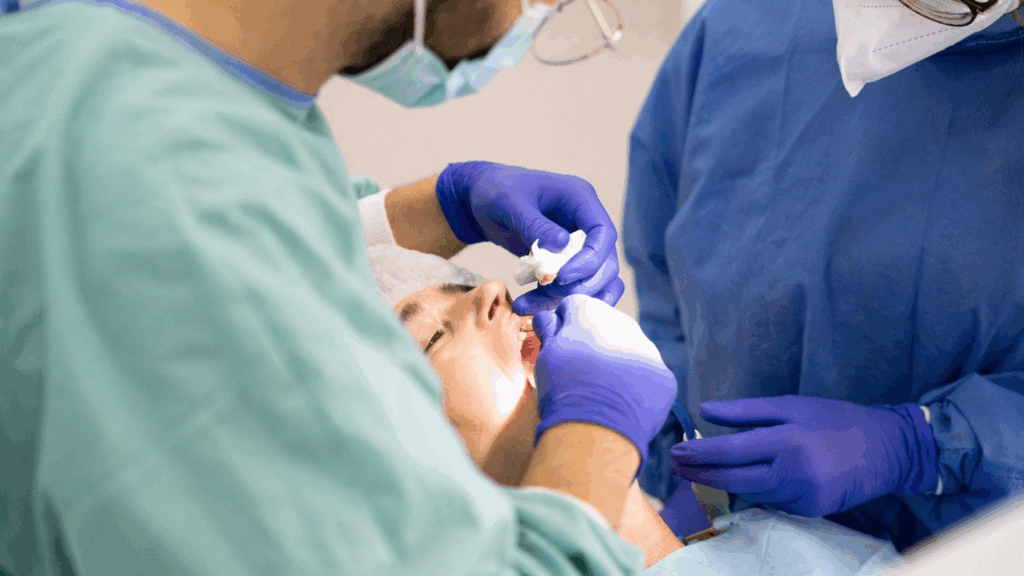 dentist examining a patient's teeth