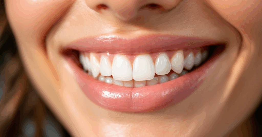 Dental bonding girl smiling after treatment