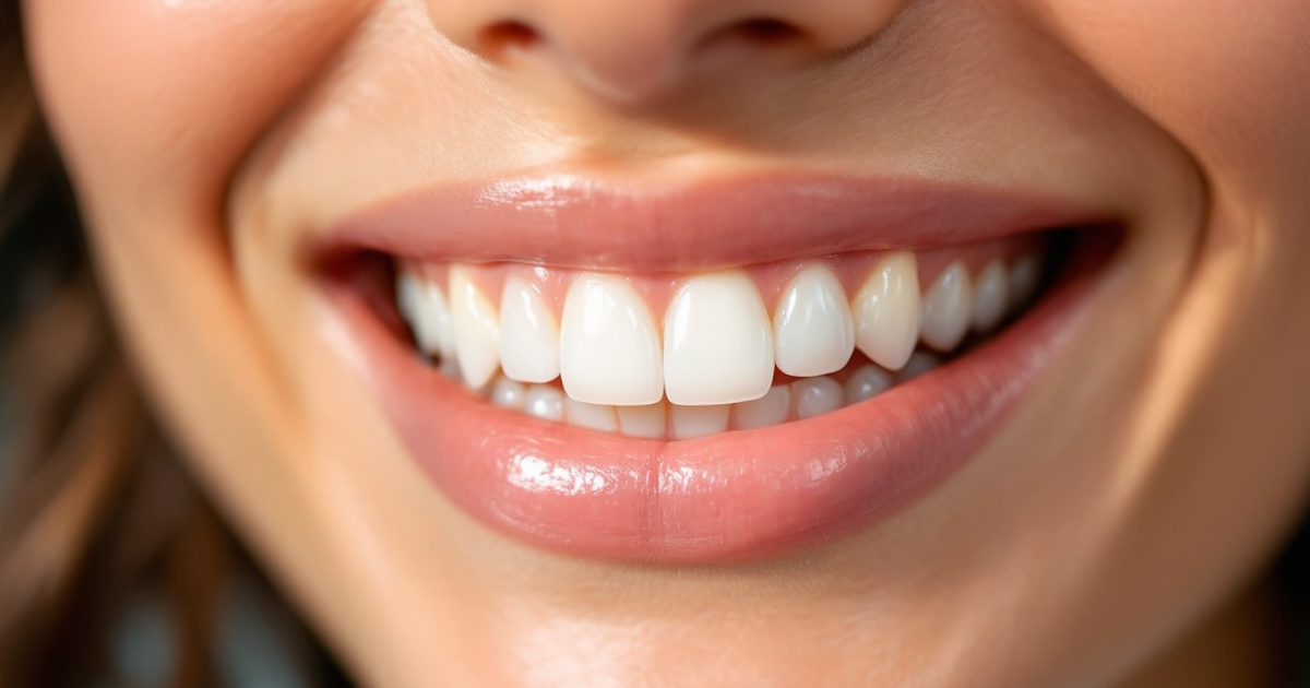 Dental bonding girl smiling after treatment