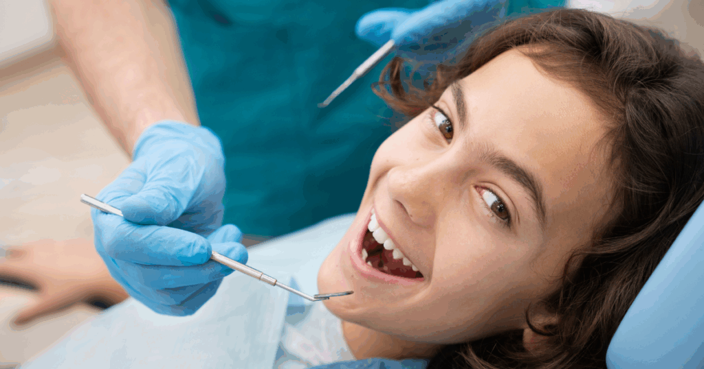 Confident woman smiling after dental treatment and good oral care