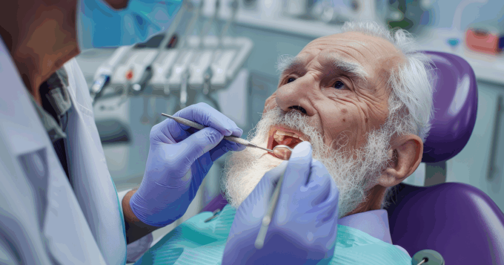 Senior doing tooth replacement treatment