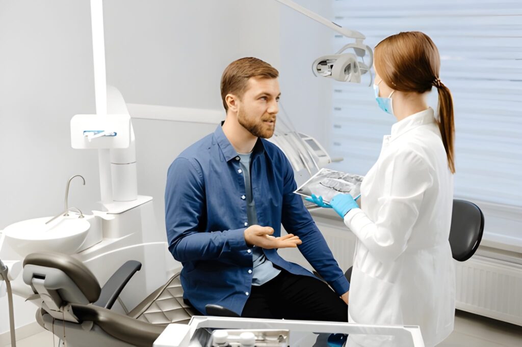 patient receiving Specialists dental care for mouth, ears, and diet connect to better health.